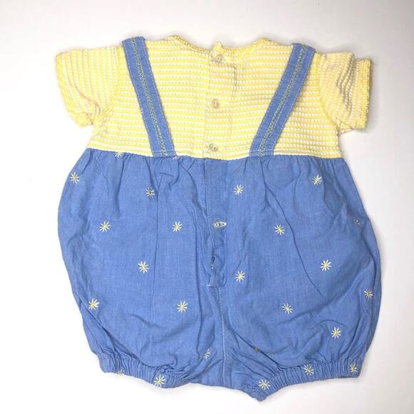 Vintage Baby Daisy Infant Denim Overalls Romper - Picture 4 of 7